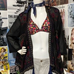 Johnny Was Blk Lightweight Jkt w Embroidery Sz M